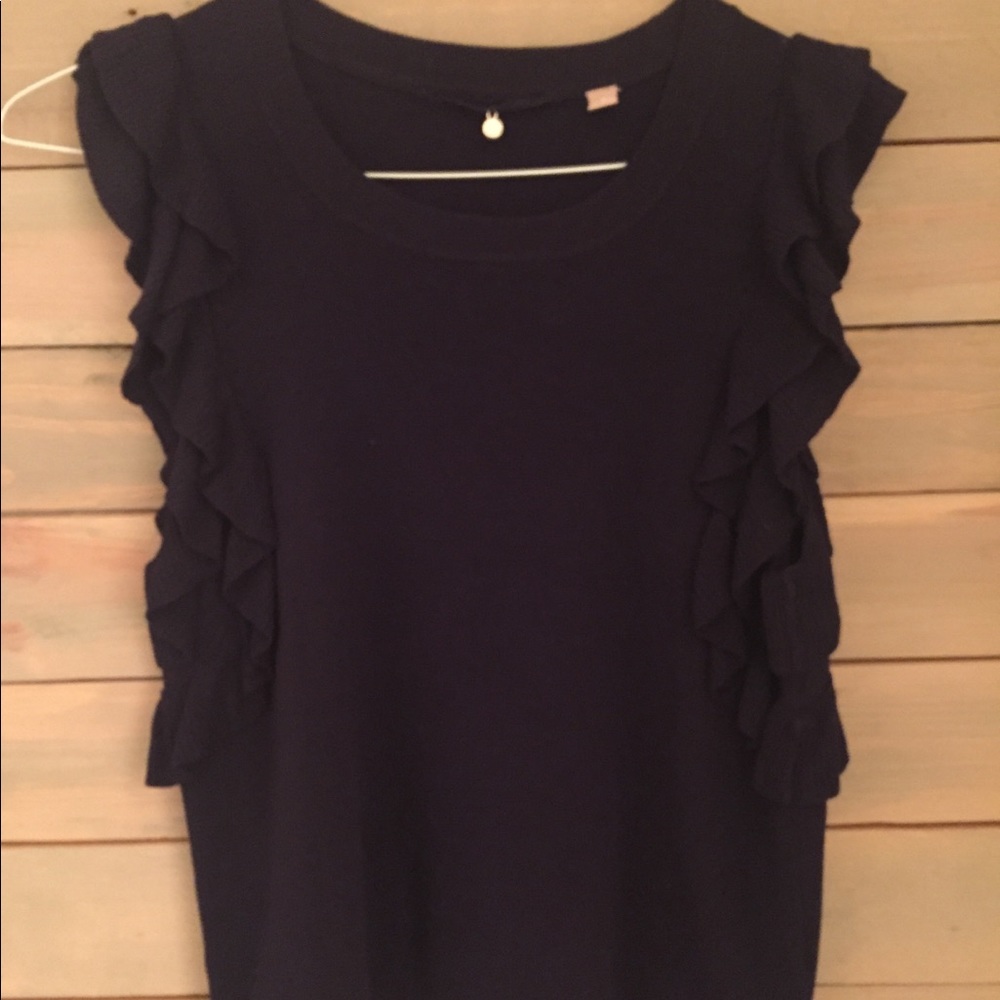 Anthropologie Knitted & Knotted  Timeless Classic Ruffle Tank Women’s Size M